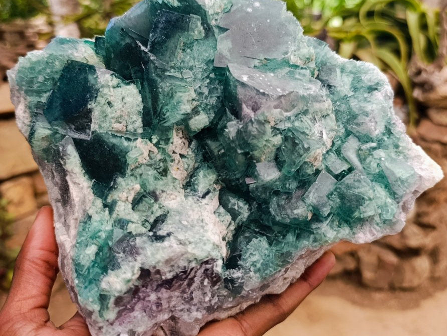 Natural XL Cubic Green Fluorite Cluster Specimen x 1 From Mandrosonoro, Madagascar