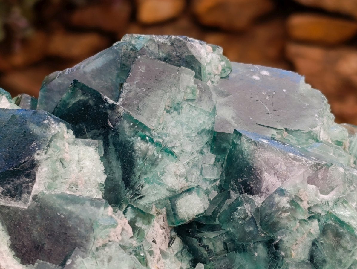 Natural XL Cubic Green Fluorite Cluster Specimen x 1 From Mandrosonoro, Madagascar