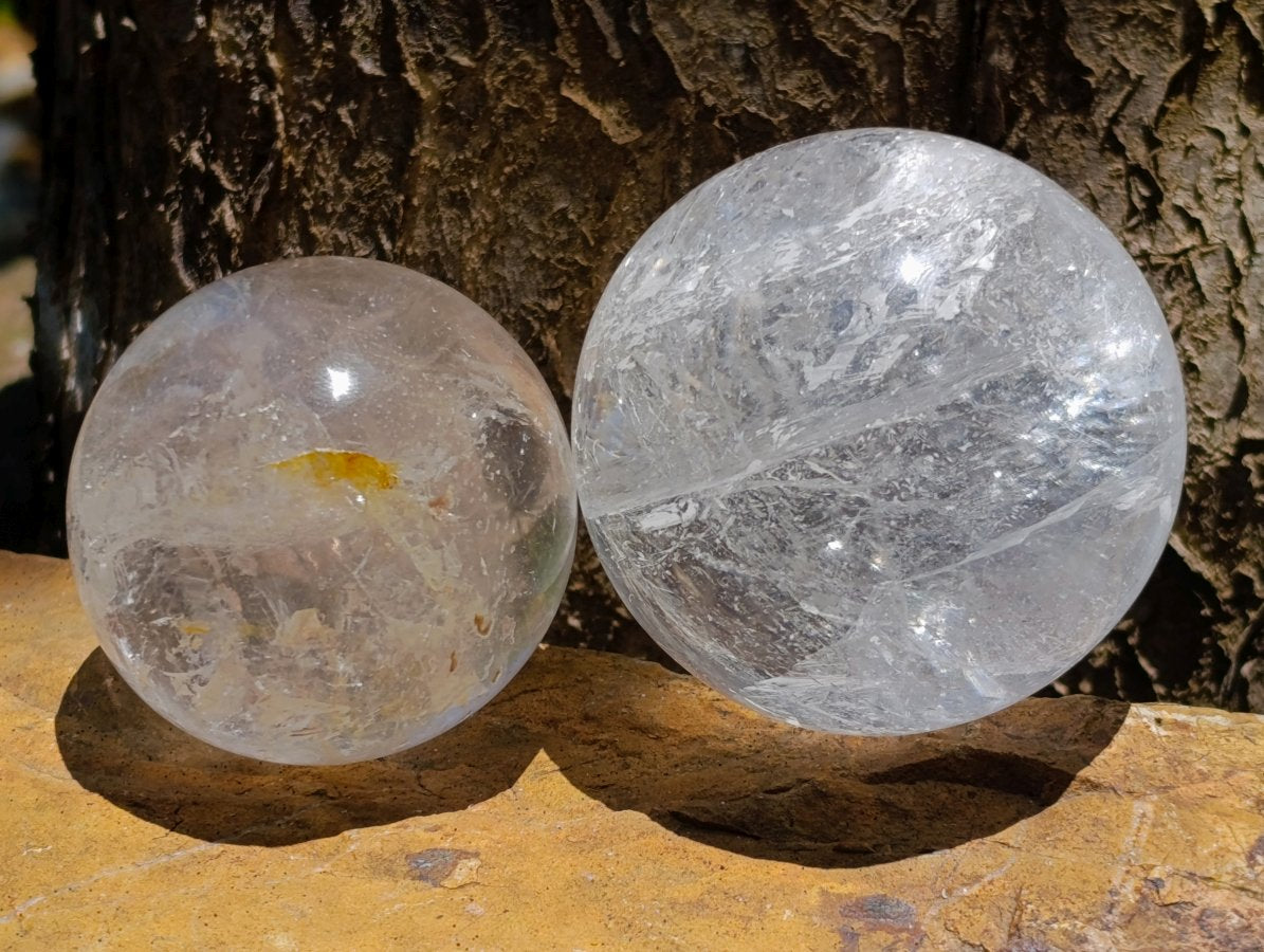 Polished Clear Quartz Crystal Balls x 6 From Madagascar