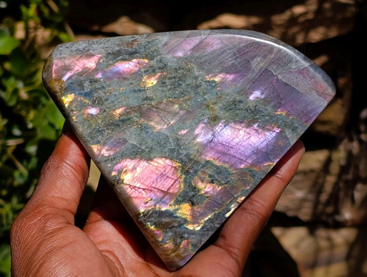 Polished Rare Purple Sunset Flash Labradorite Standing Free Forms x 2 From Madagascar