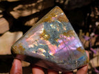 Polished Rare Purple Sunset Flash Labradorite Standing Free Forms x 2 From Madagascar