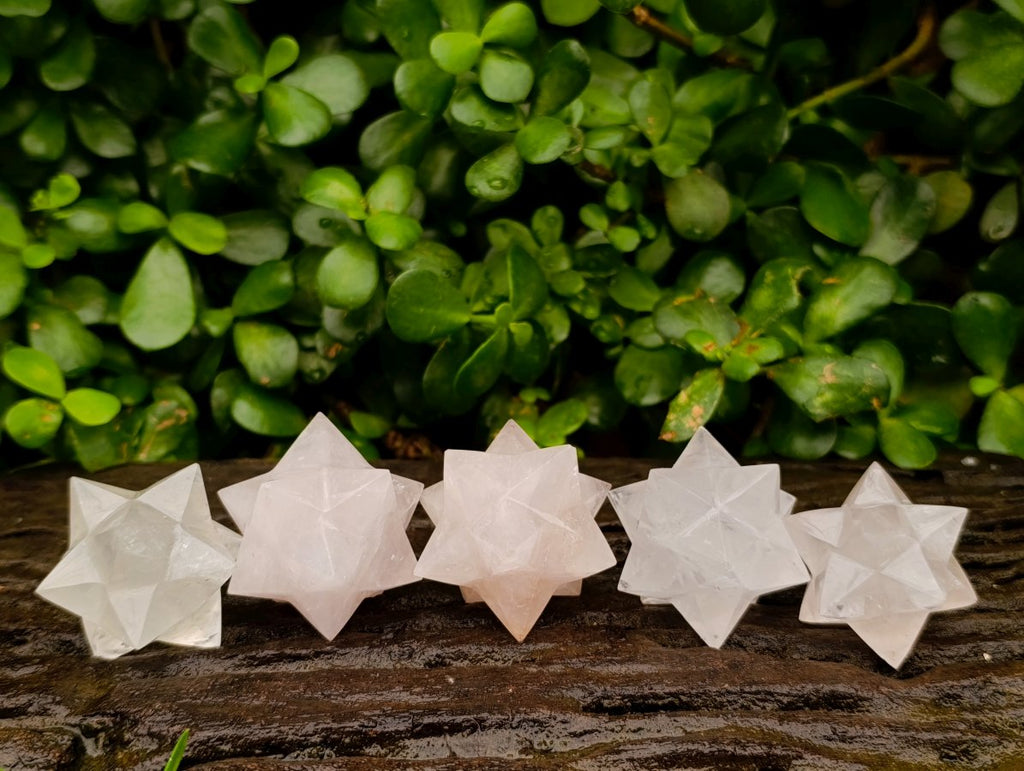 Hand Made Gemmy Rose Quartz Merkabahs x 5 From Madagascar