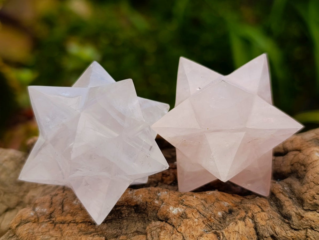 Hand Made Gemmy Rose Quartz Merkabahs x 5 From Madagascar