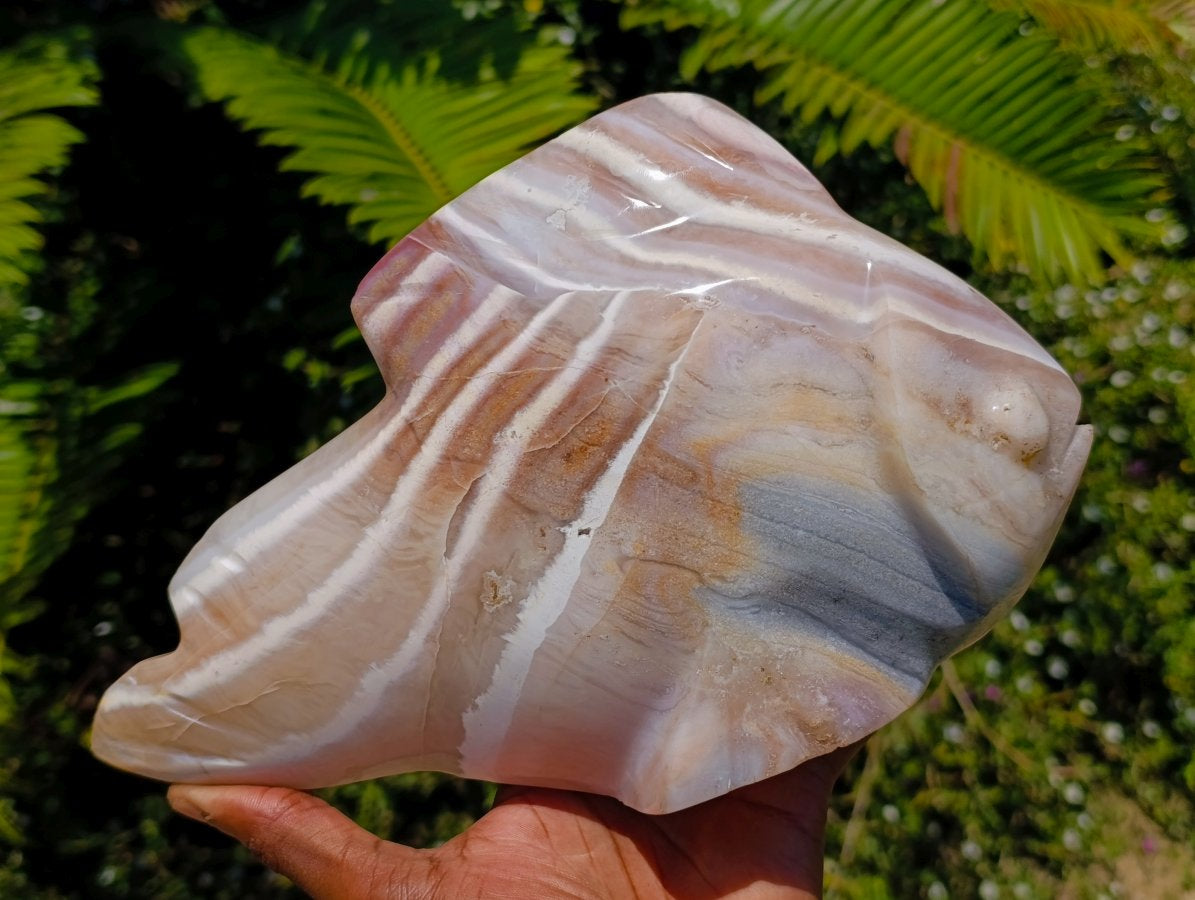 Hand Made Zebra Agate Fish Carving x 1 From Madagascar