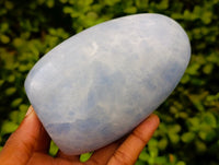 Polished Blue Calcite Standing Free Forms x 3 From Madagascar
