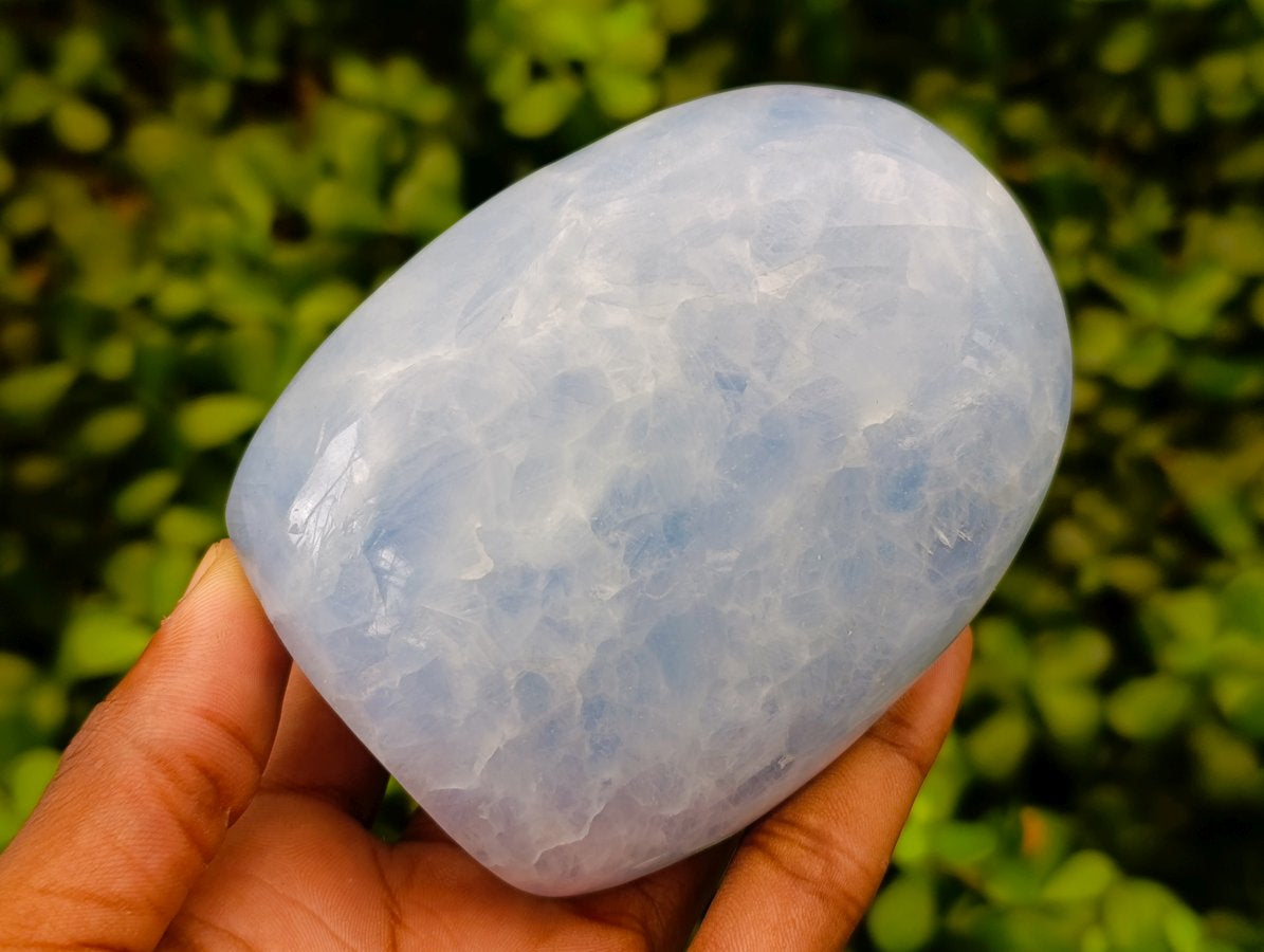 Polished Blue Calcite Standing Free Forms x 3 From Madagascar
