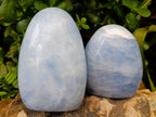 Polished Blue Calcite Standing Free Forms x 3 From Madagascar