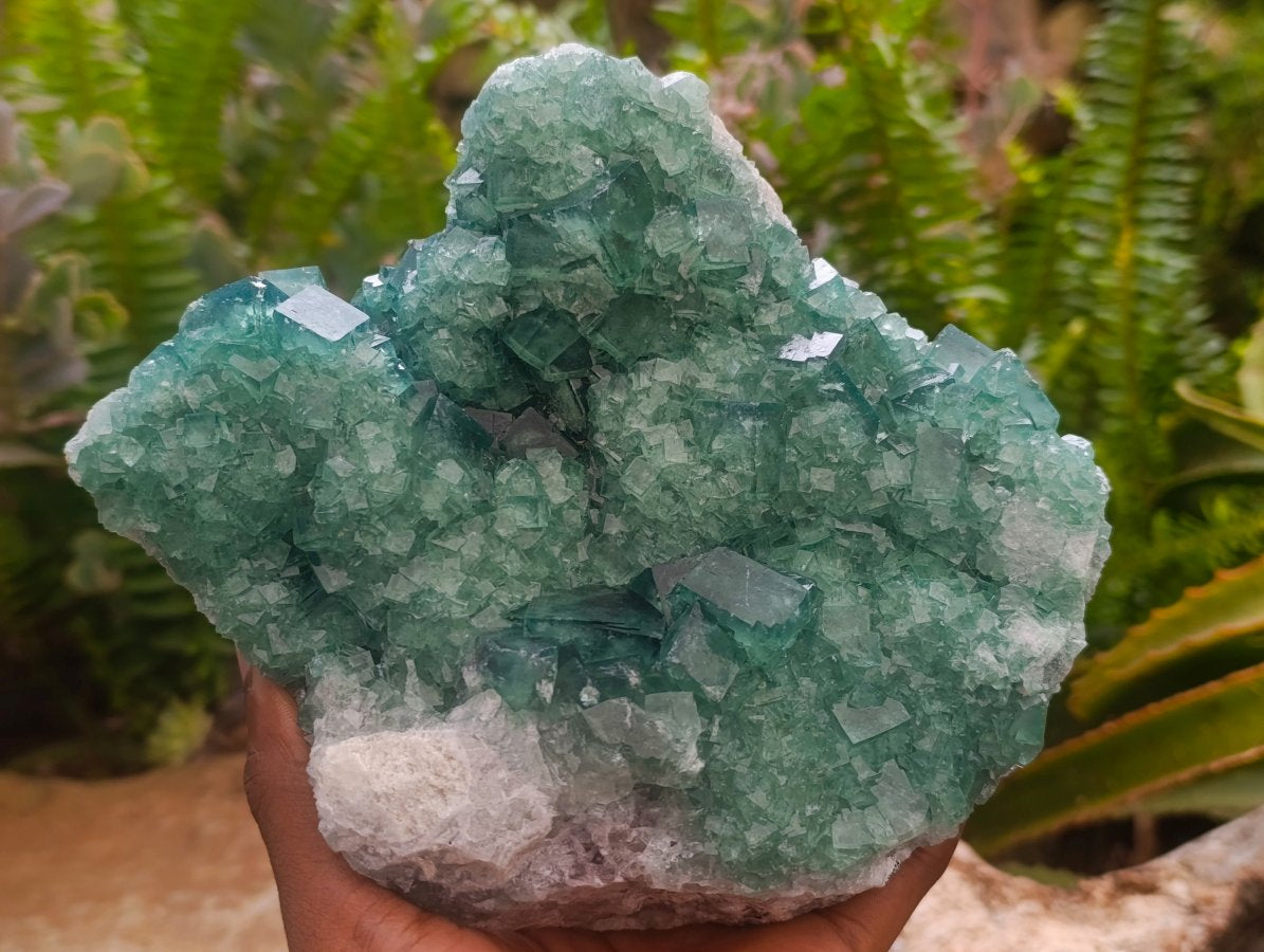 Natural Cubic Green Fluorite Cluster Specimens x 2 From Mandrosonoro, Madagascar