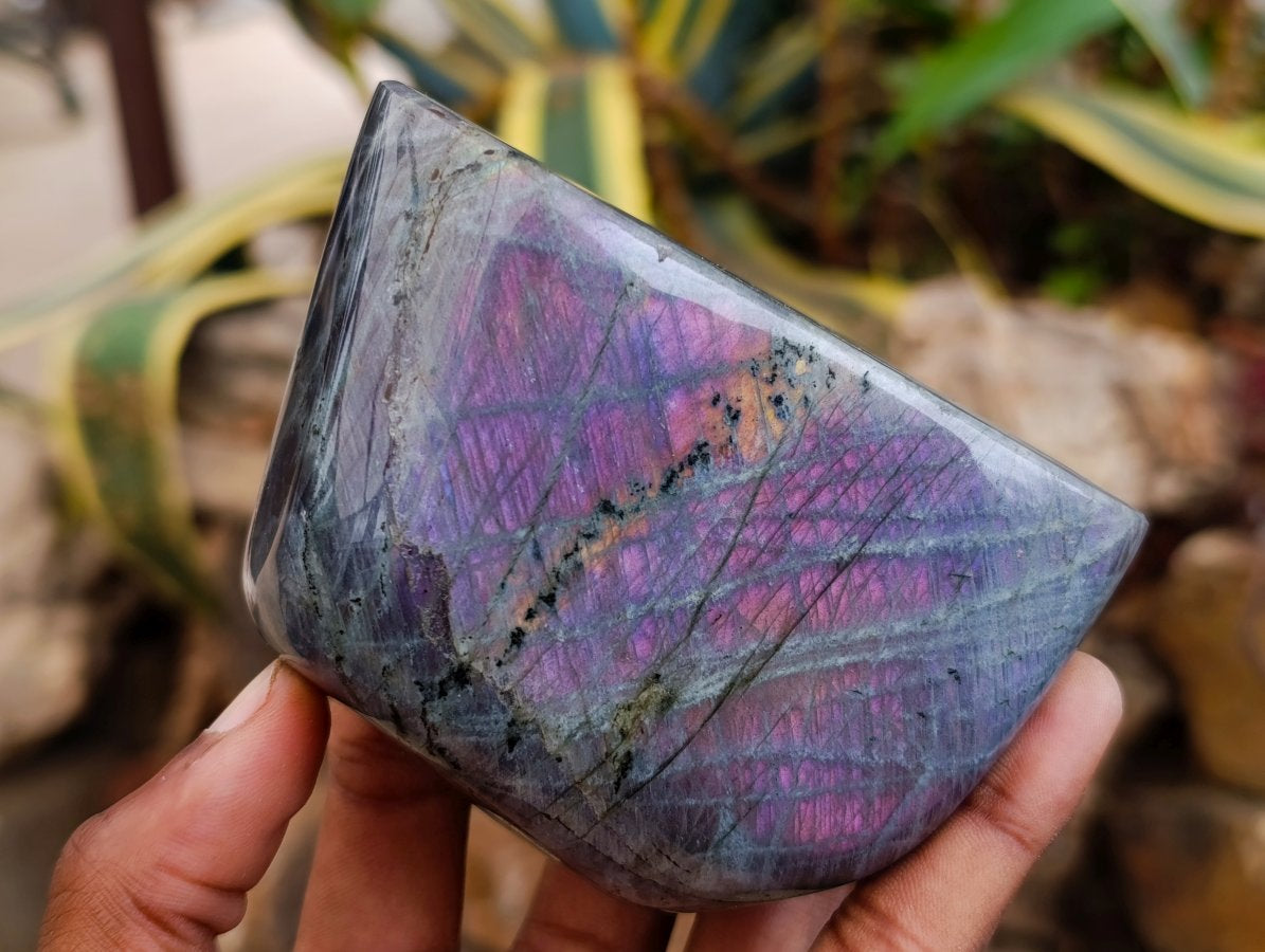 Polished Rare Purple Sunset Flash Labradorite Standing Free Forms x 3 From Madagascar