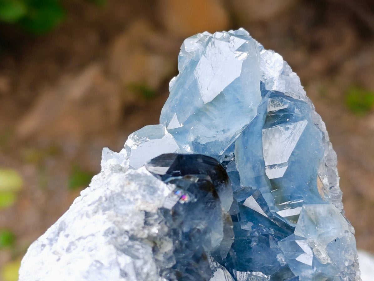 Natural Blue Celestite Geode Specimens x 2 From Sakoany, Madagascar