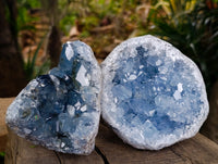 Natural Blue Celestite Geode Specimens x 2 From Sakoany, Madagascar