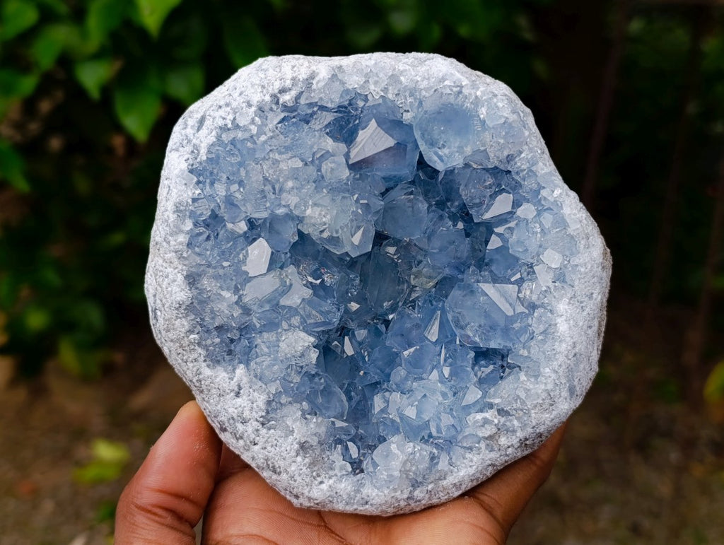Natural Blue Celestite Geode Specimens x 2 From Sakoany, Madagascar