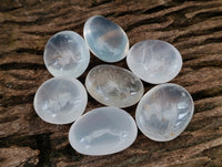 Polished Girasol Pearl Quartz Palm Stones x 20 From Ambatondrazaka, Madagascar