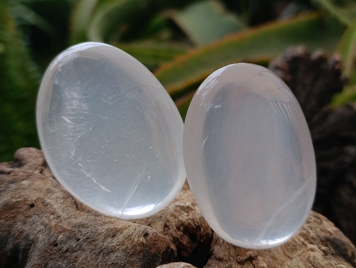 Polished Girasol Pearl Quartz Palm Stones x 20 From Ambatondrazaka, Madagascar