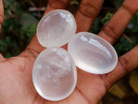Polished Girasol Pearl Quartz Palm Stones x 20 From Ambatondrazaka, Madagascar