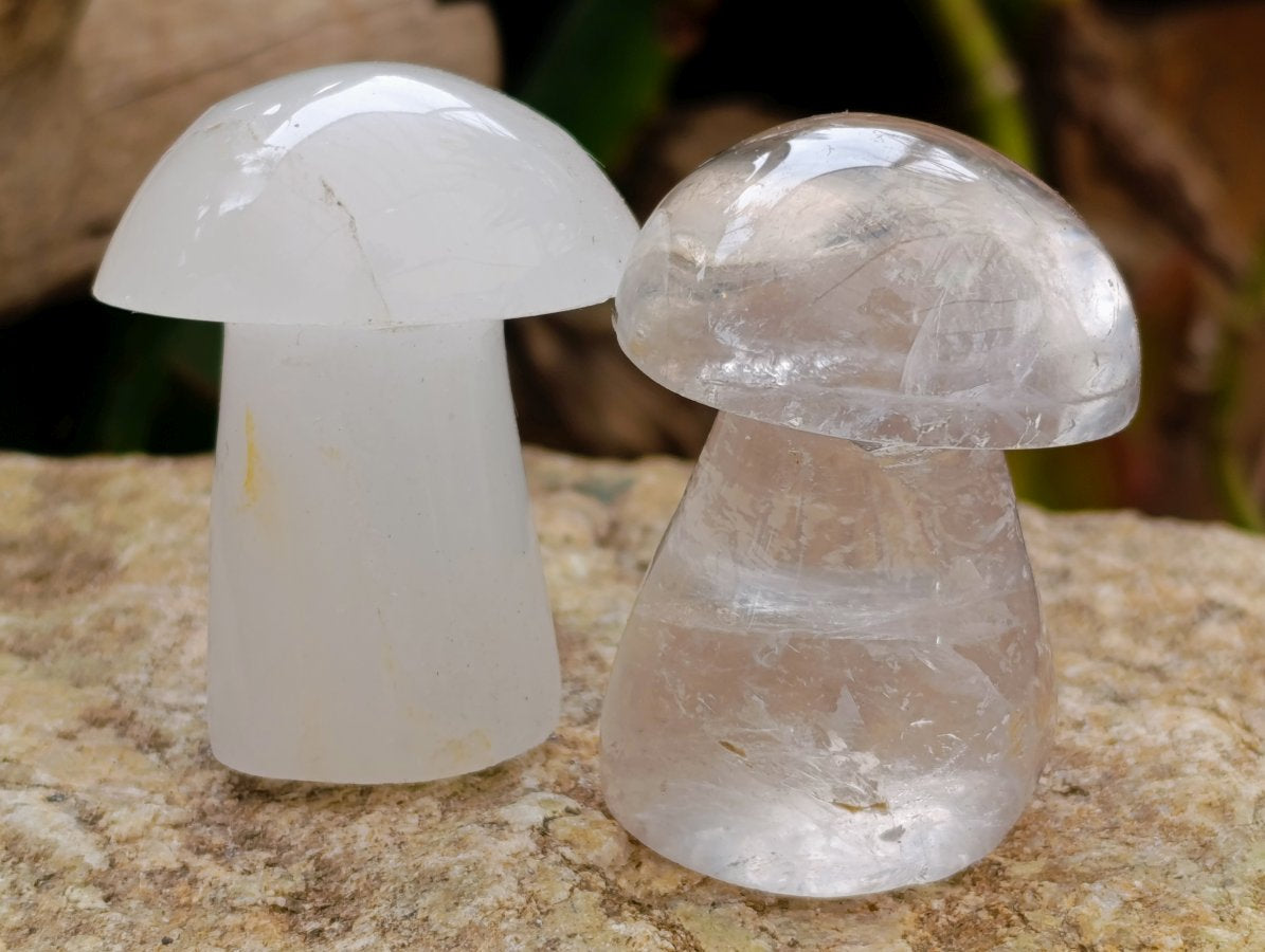 Polished Clear Quartz Mushrooms x 13 Madagascar