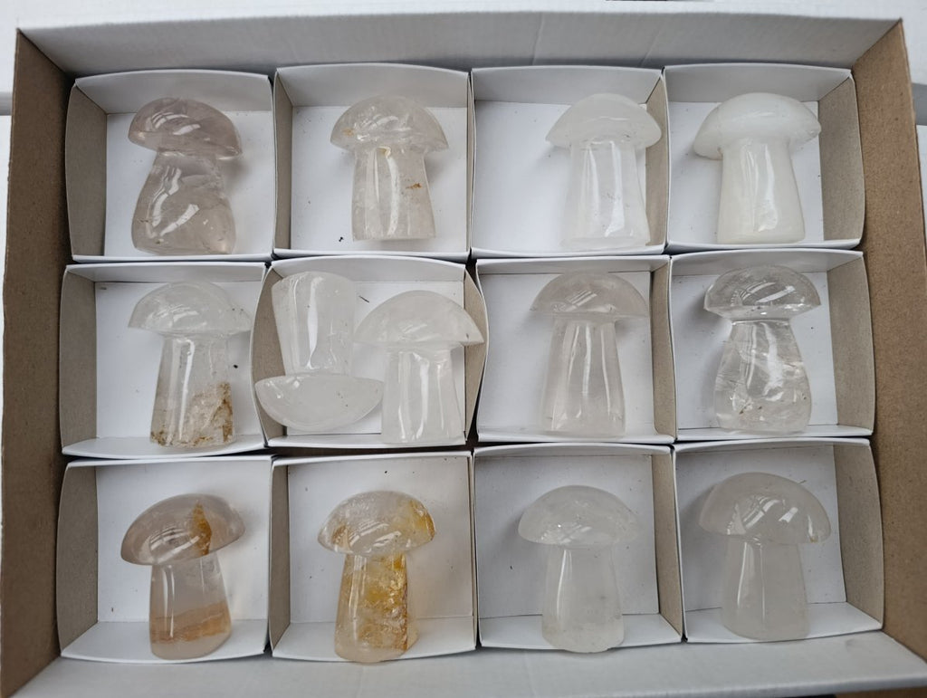 Polished Clear Quartz Mushrooms x 13 Madagascar
