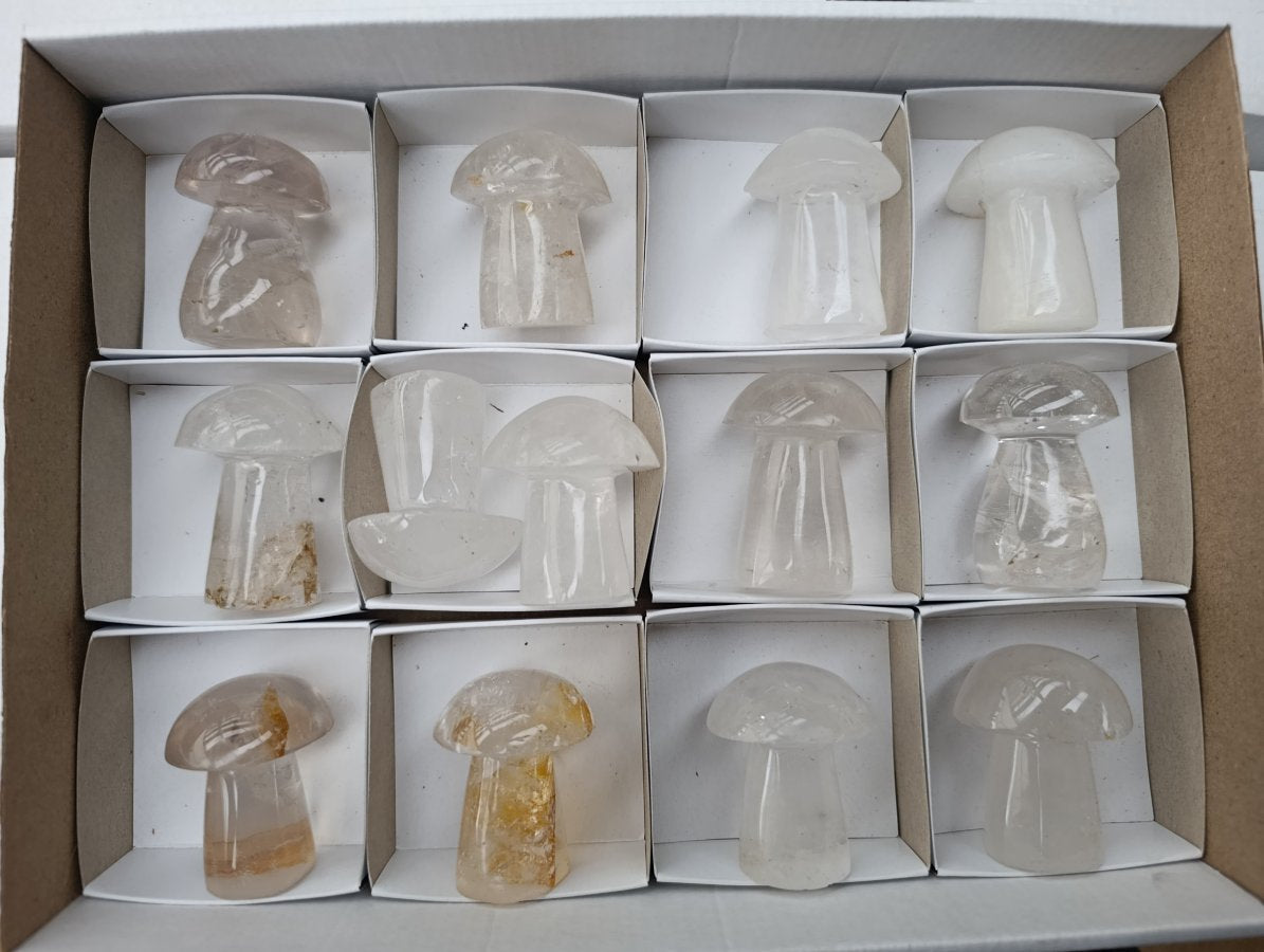 Polished Clear Quartz Mushrooms x 13 Madagascar