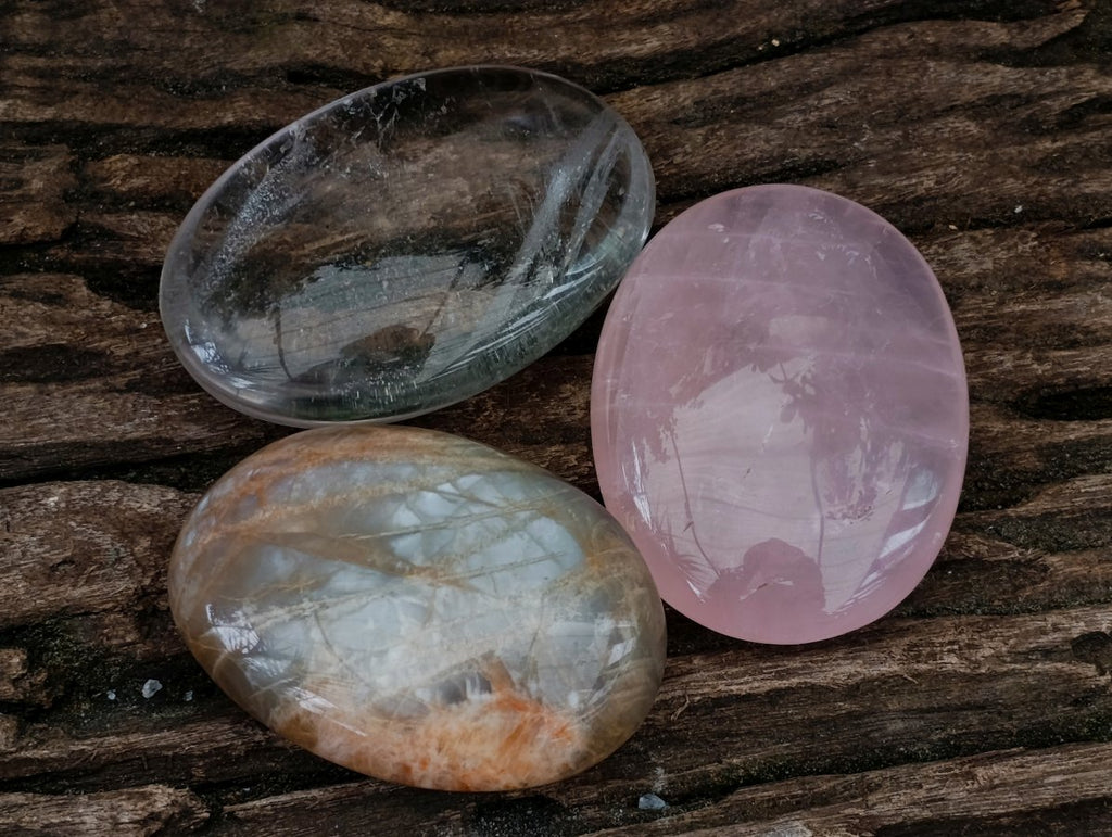 Polished Mixed Multi Mineral Palm Stones x 12 From Madagascar