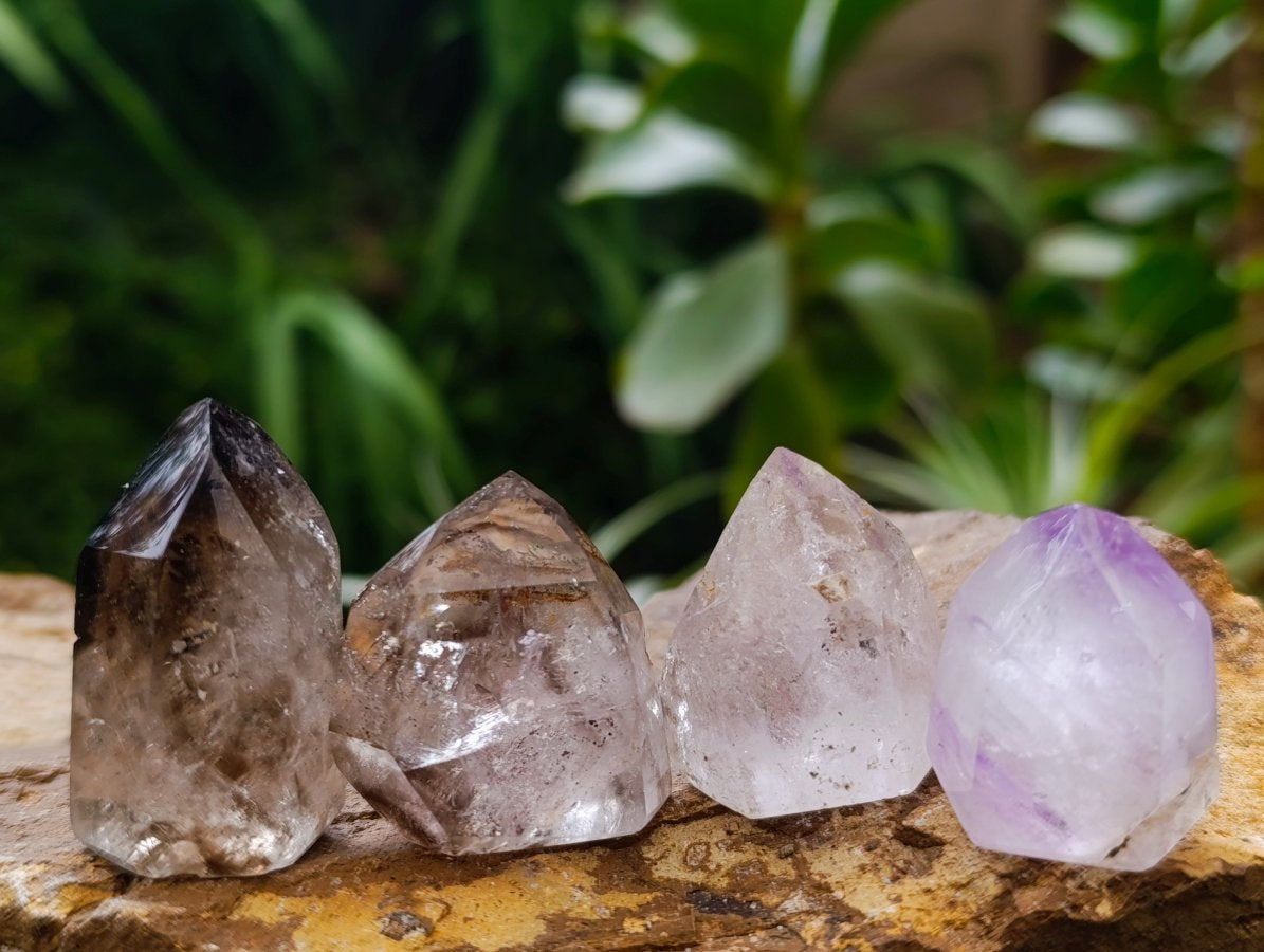 Polished Mixed Window Crystals x 18 From Akansobe, Madagascar