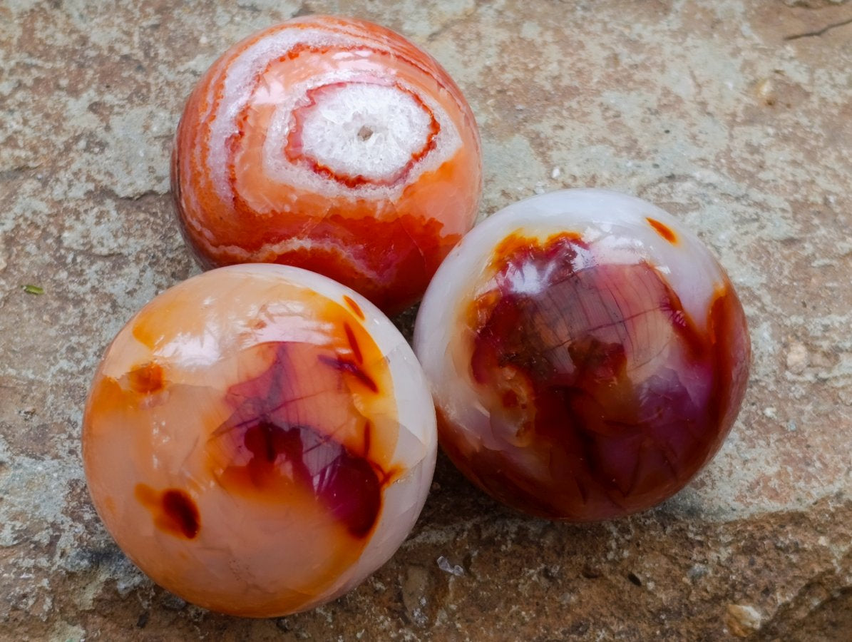 Polished Carnelian Agate Gemstone Spheres x 12 From Madagascar