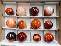 Polished Carnelian Agate Gemstone Spheres x 12 From Madagascar