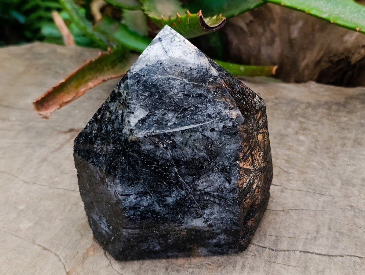 Polished Tourmalinated Inclusion Quartz Crystal x 1 From Madagascar