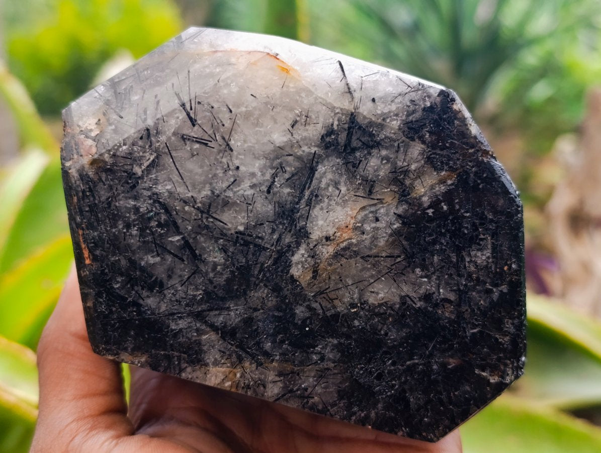 Polished Tourmalinated Inclusion Quartz Crystal x 1 From Madagascar