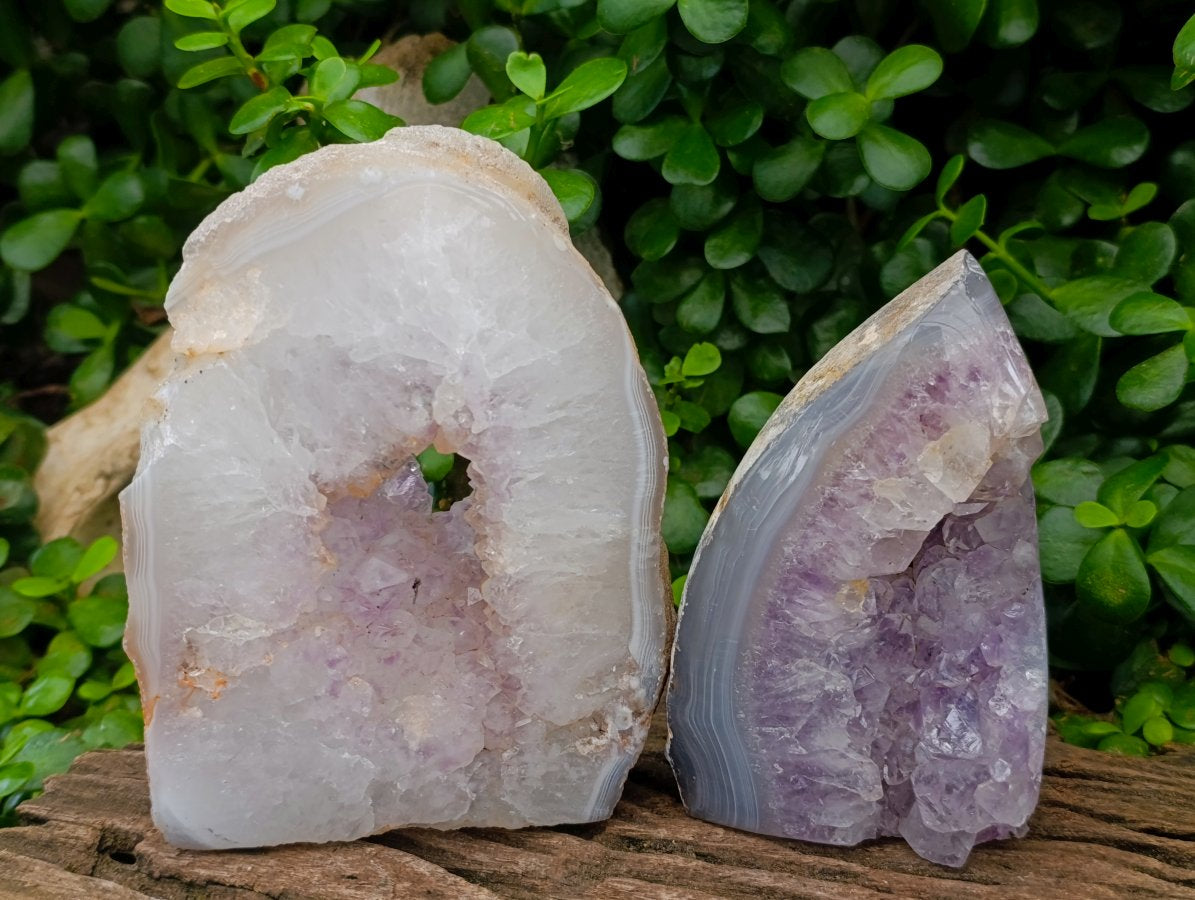 Polished Agate Amethyst Geodes x 2 From Maintirano, Madagascar