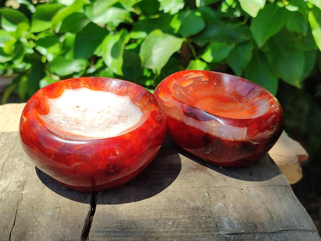 Polished Carnelian Agate Gemstone Bowls x 6 From Madagascar