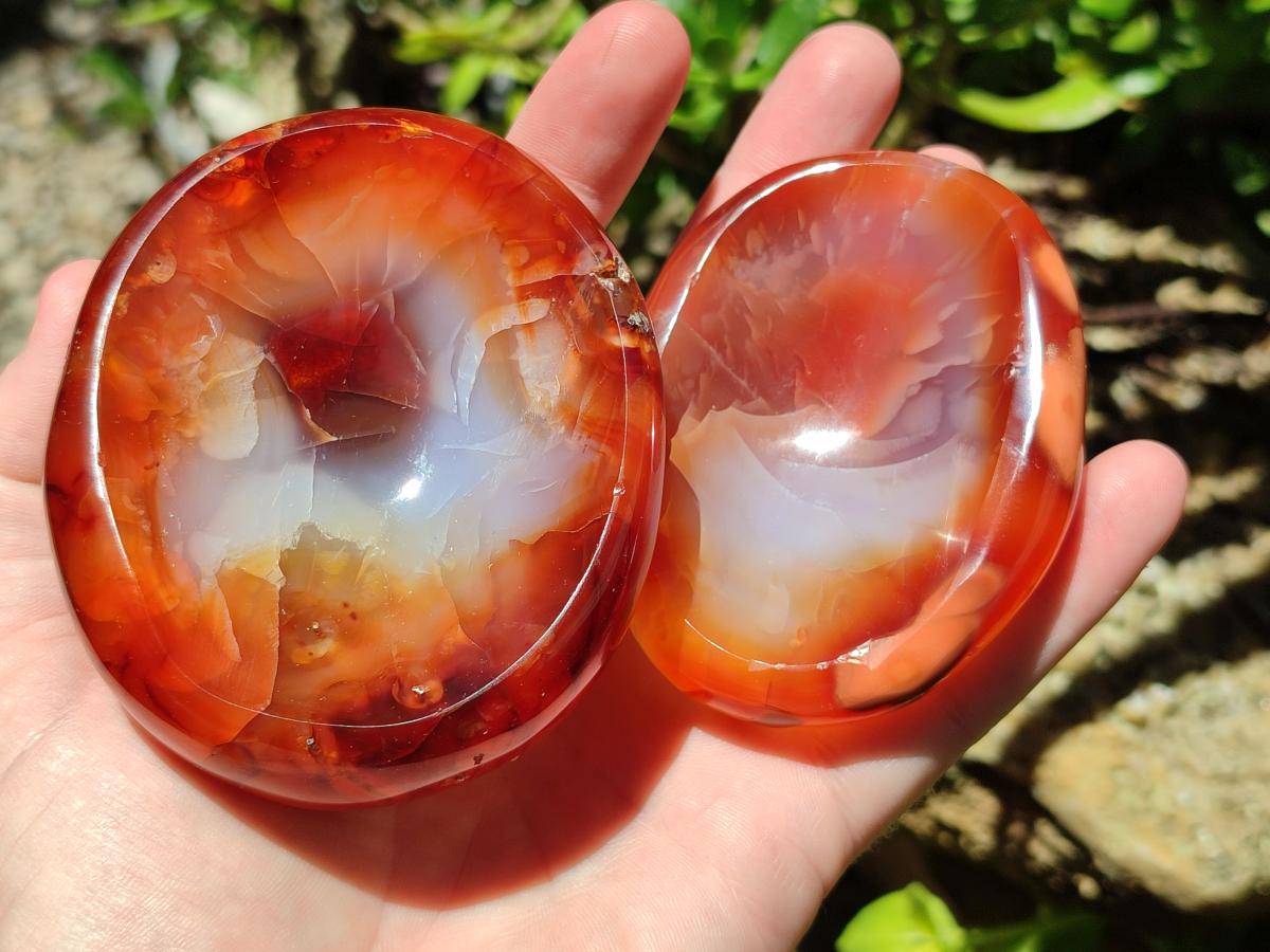 Polished Carnelian Agate Gemstone Bowls x 6 From Madagascar