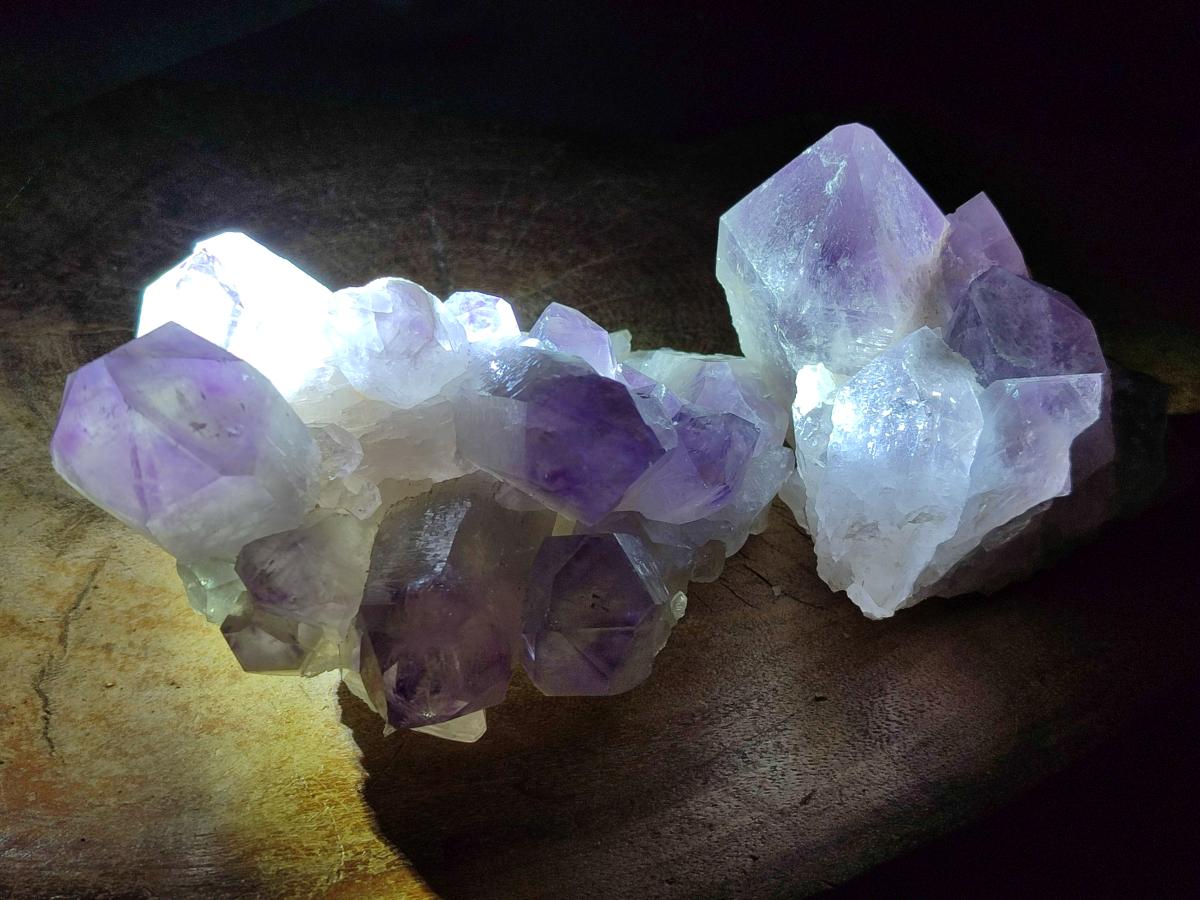 Natural Jacaranda Amethyst Crystal Clusters x 3 From Mumbwa, Zambia