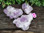 Natural Jacaranda Amethyst Crystal Clusters x 3 From Mumbwa, Zambia