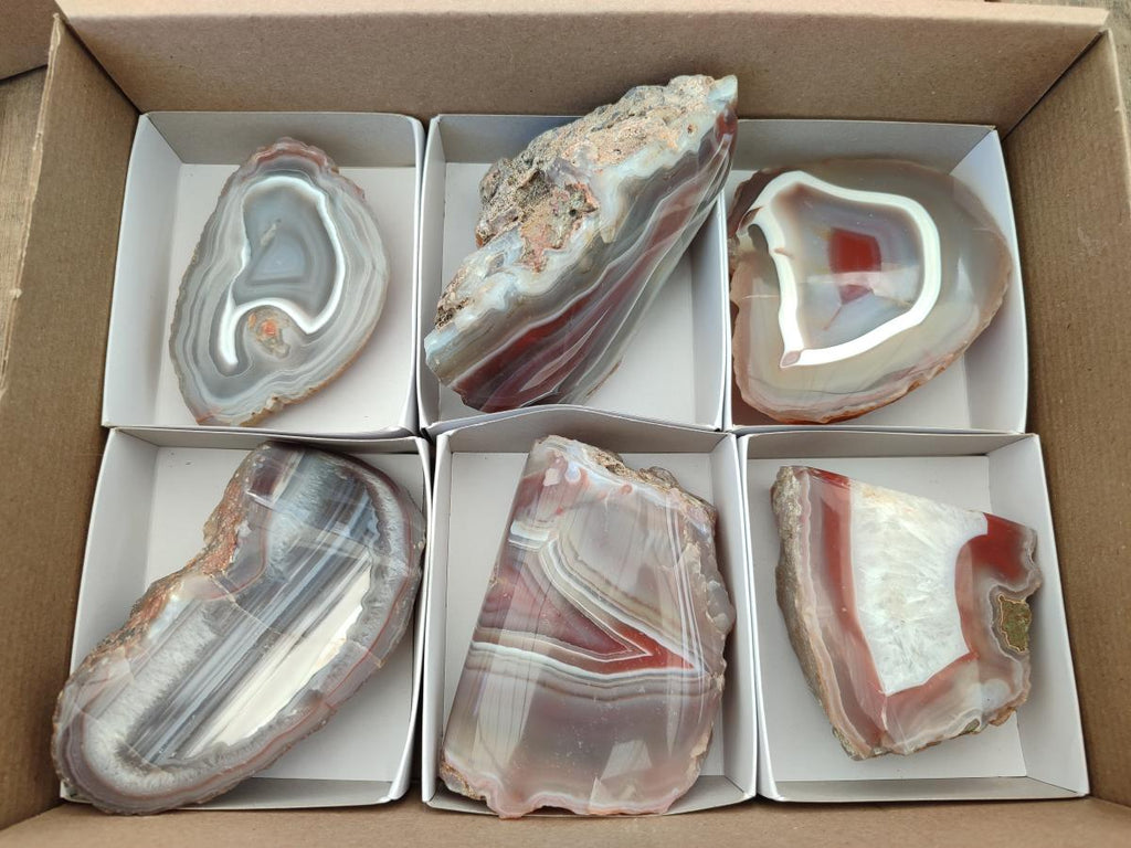 Polished Red Shashe River Agate Nodules x 6 From Shashe River, Zimbabwe