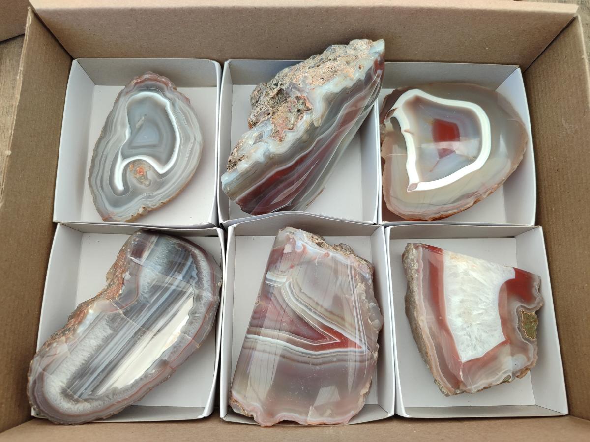 Polished Red Shashe River Agate Nodules x 6 From Shashe River, Zimbabwe