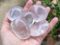 Polished Girasol Pearl Quartz Palm Stones x 12 From Ambatondrazaka, Madagascar
