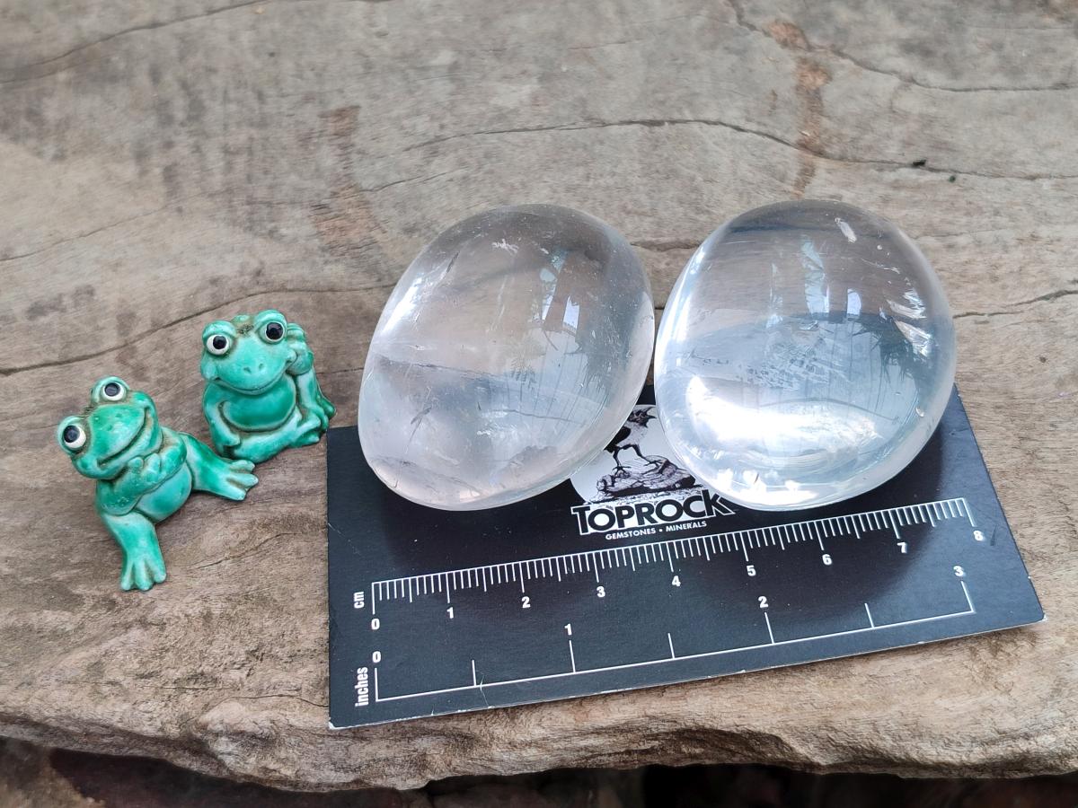 Polished Girasol Pearl Quartz Palm Stones x 12 From Ambatondrazaka, Madagascar