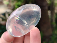 Polished Girasol Pearl Quartz Palm Stones x 12 From Ambatondrazaka, Madagascar