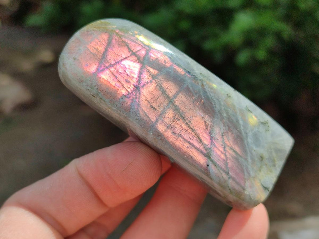 Polished Rare Purple Sunset Flash Labradorite Standing Free Forms x 3 From Madagascar