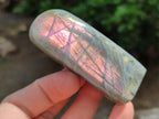 Polished Rare Purple Sunset Flash Labradorite Standing Free Forms x 3 From Madagascar