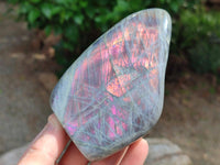 Polished Rare Purple Sunset Flash Labradorite Standing Free Forms x 3 From Madagascar