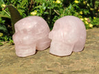 Hand Made Gemmy Rose Quartz Skulls x 3 From Madagascar