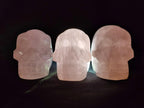 Hand Made Gemmy Rose Quartz Skulls x 3 From Madagascar