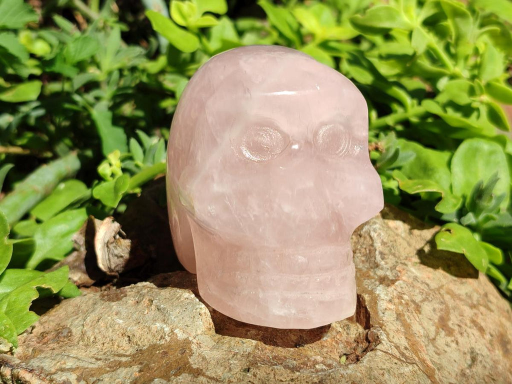 Hand Made Gemmy Rose Quartz Skulls x 3 From Madagascar