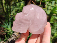 Hand Made Gemmy Rose Quartz Skulls x 3 From Madagascar