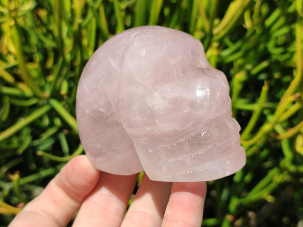Hand Made Gemmy Rose Quartz Skulls x 3 From Madagascar