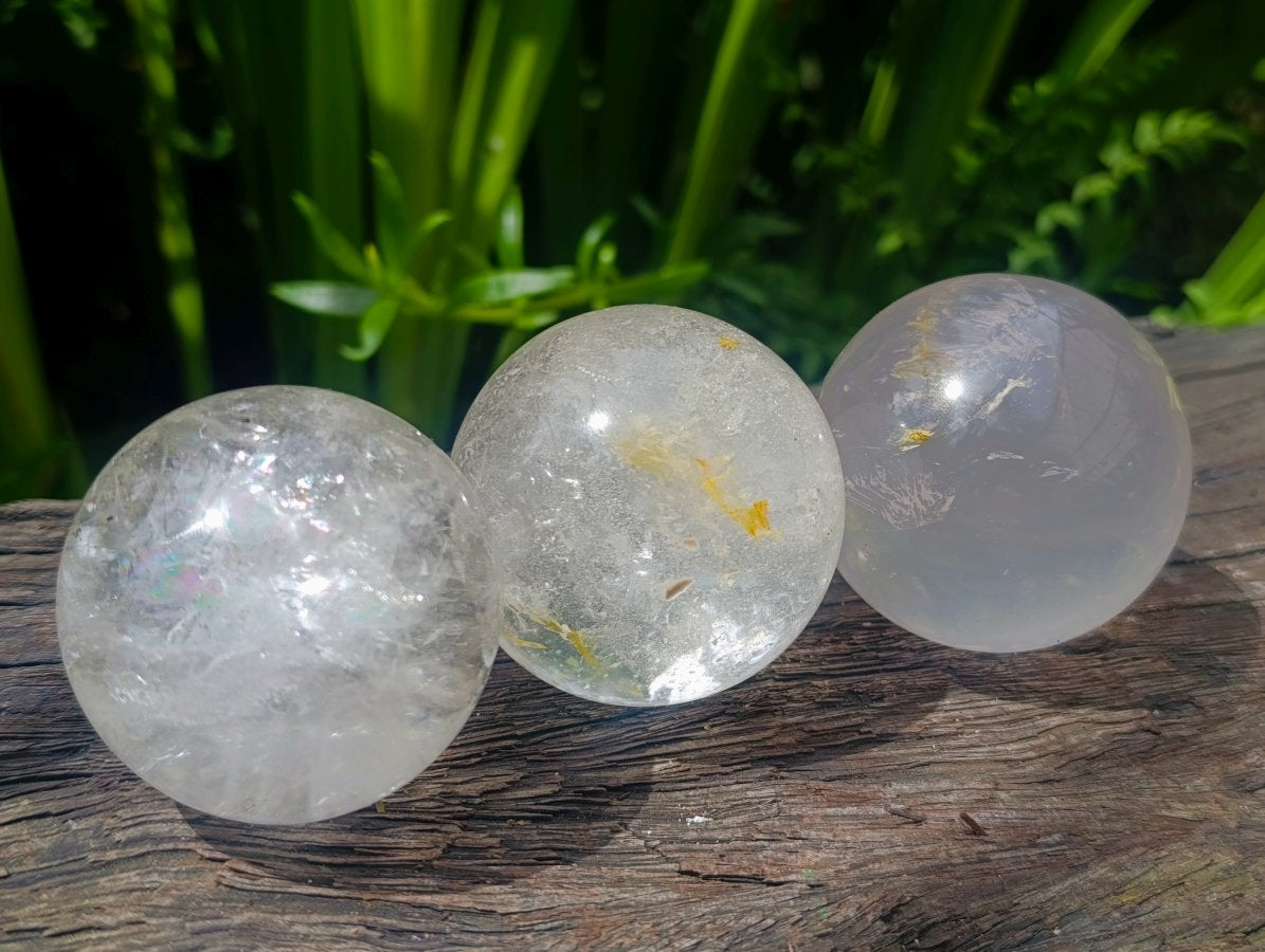 Polished Girasol Pearl Quartz Spheres x 6 From Ambatondrazaka, Madagascar