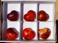 Polished Carnelian Agate Gemstone Hearts x 6 From Madagascar