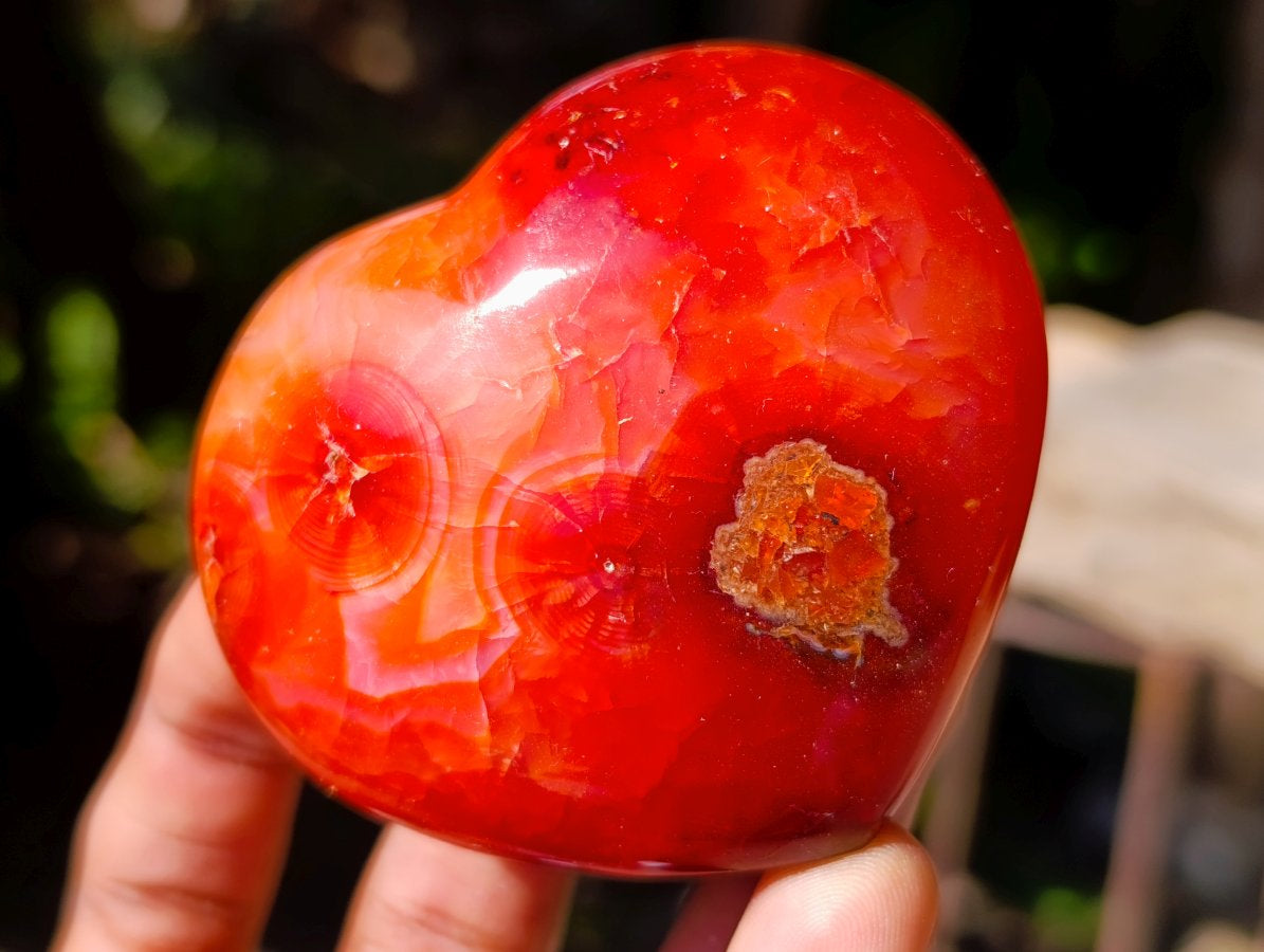 Polished Carnelian Agate Gemstone Hearts x 6 From Madagascar