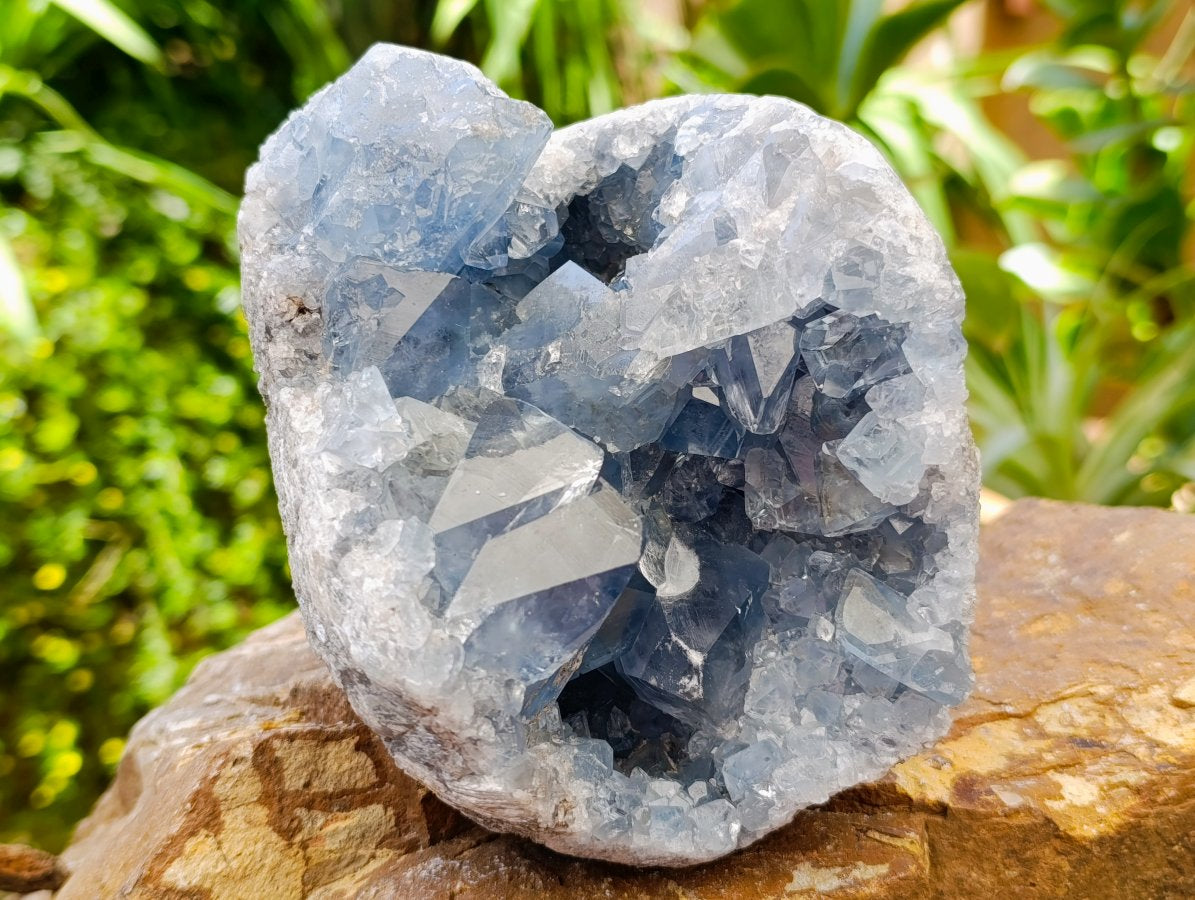 Natural Blue Celestite Geode Specimens x 2 From Sakoany, Madagascar